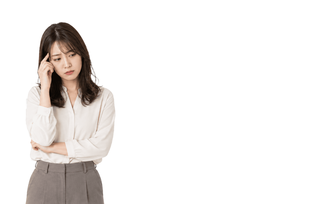 悩んでいる女性の写真
